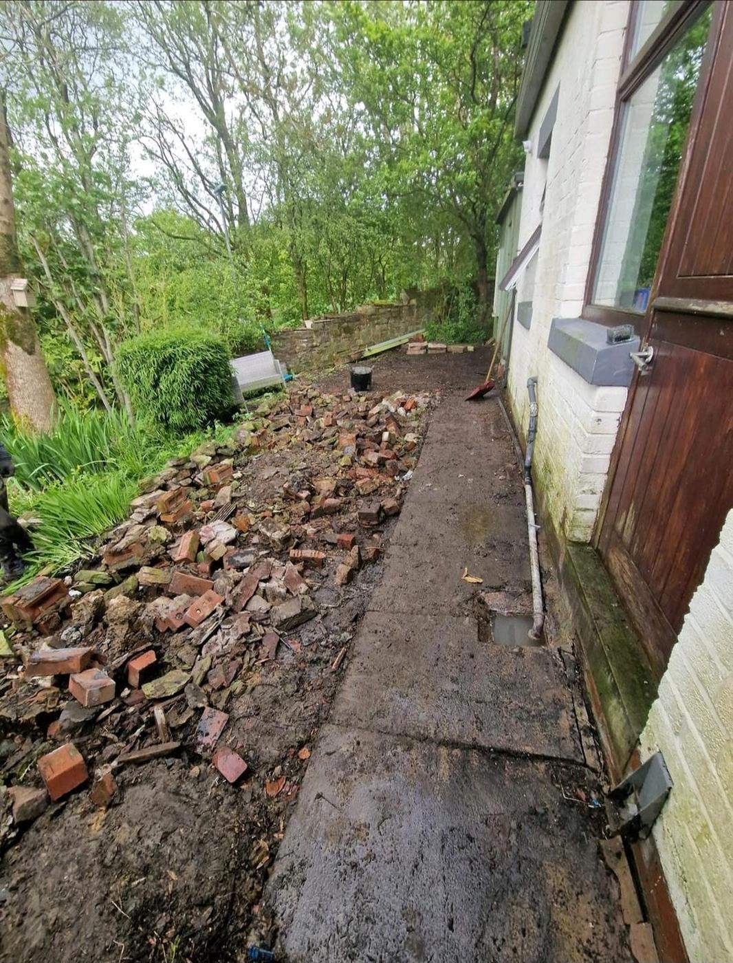 Before: the side return cleared back to the path, Ashburys Property Renovations, Stockport